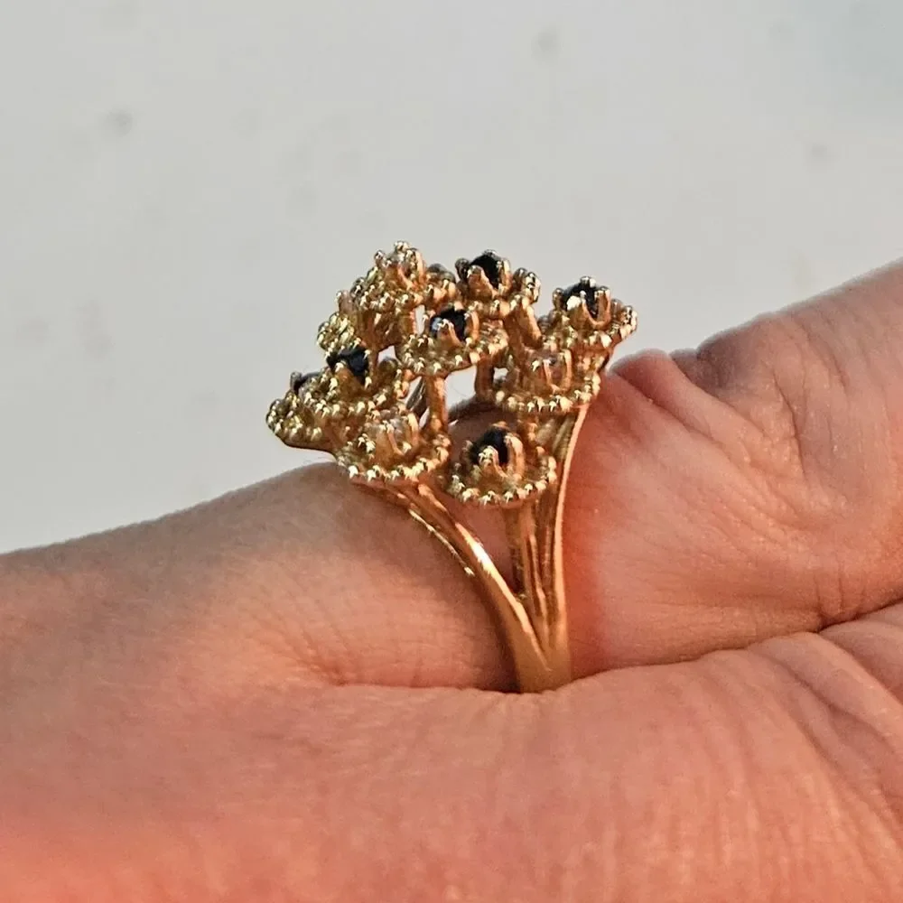 14k Gold Sapphire & Diamond Cocktail Ring